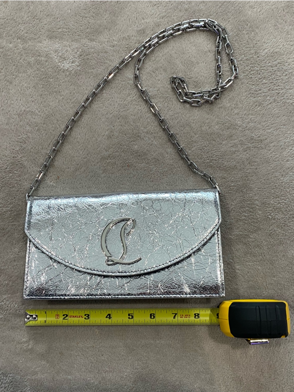 Christian Louboutin Silver Metallic Chain Shoulder Bag